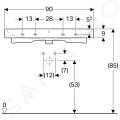 Geberit iCon Umvadlo, 90x49 cm, s prepadom, otvor na batriu, KeraTect, biela