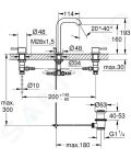 Grohe Essence Umvadlov batria s vpusou, 3-otvorov intalcia, kefovan Hard Graphite