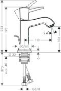 Hansgrohe Metropol Classic Pkov umvadlov batria 110 s pkovou rukovou, s odtokovou spravou s ahadlom, chrm/vzhad zlata