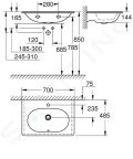 Grohe Essence Umvadlo s prepadom 70x49 cm, PureGuard, alpsk biela