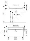 Hansgrohe Xanuia Q Umvadlo 80x48 cm, s prepadom, bez otvoru na batriu, biela