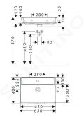 Hansgrohe Xanuia Q Umvadlo 65x48 cm, s prepadom, otvor na batriu, biela