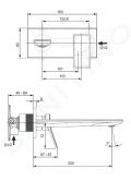 Ideal Standard Conca Tap Umvadlov batria pod omietku, vtok 22 cm, Silver Storm