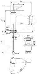 Ideal Standard Cerafine Nuovo Umvadlov batria s vpusou ClickClack, BlueStart, chrm