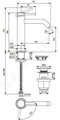 Ideal Standard Ceraline Nuovo Umvadlov batria s vpusou ClickClack, BlueStart, chrm