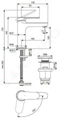 Ideal Standard Cerafine Nuovo Umvadlov batria s vpusou ClickClack, BlueStart, chrm