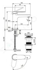 Ideal Standard Cerafine Nuovo Umvadlov batria s vpusou ClickClack, BlueStart, hodvbna ierna