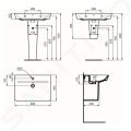 Ideal Standard Connect Air Umvadlo 65x46 cm, s prepadom, otvor na batriu, biela