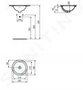 Ideal Standard Connect Umvadlo pod dosku, priemer 38 cm, s prepadom, Ideal Plus, biela