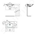 Ideal Standard Tesi Umvadlo nbytkov 63x45 cm, s prepadom, otvor na batriu, ierna