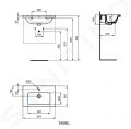 Ideal Standard i.Life S Umvadlo nbytkov, 61x39x18 cm, s prepadom, otvor na batriu, biela